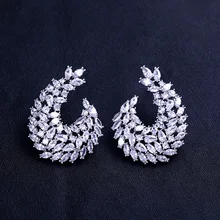 4 см* 3 см janekell известный Дизайн роскошные популярные геометрия цветок полный Мирко проложили кубического циркония свадебные серьги Модные украшения