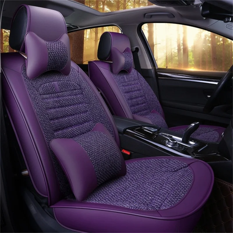 Универсальный чехол для сидений автомобиля из искусственной кожи и льна hyundai avante