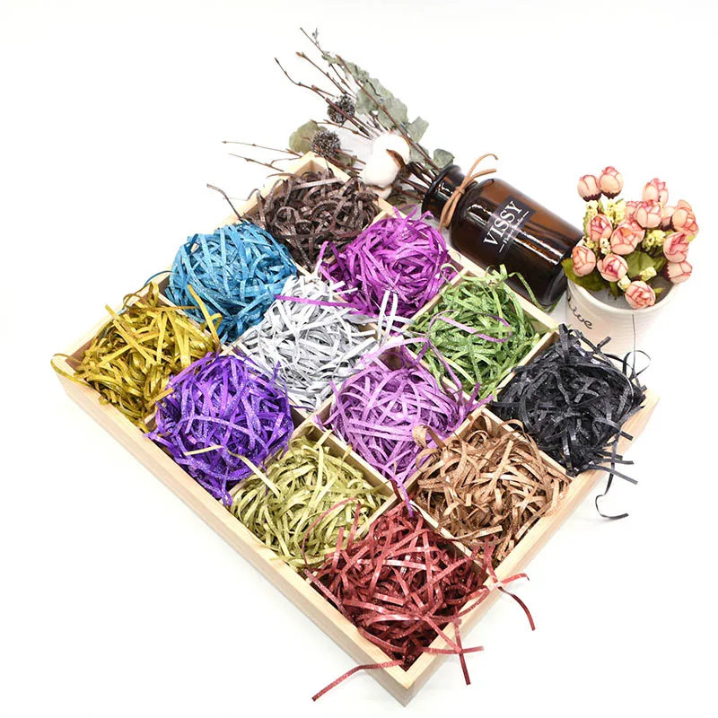 20 г Цвет нарезанная бумага Raffia наполнитель подарочной коробки Декор свадебные конфетти украшения Crinkle Cut бумага Shred упаковка подарок
