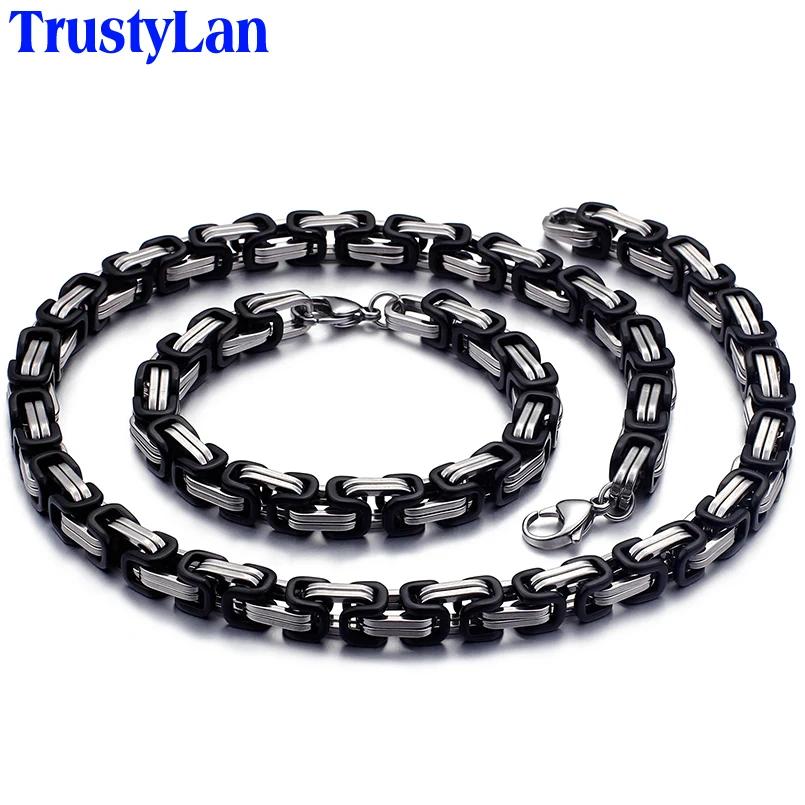 TrustyLan 23 6 &quotКолье-чокер Мужская цепочка черный браслет из нержавеющей стали