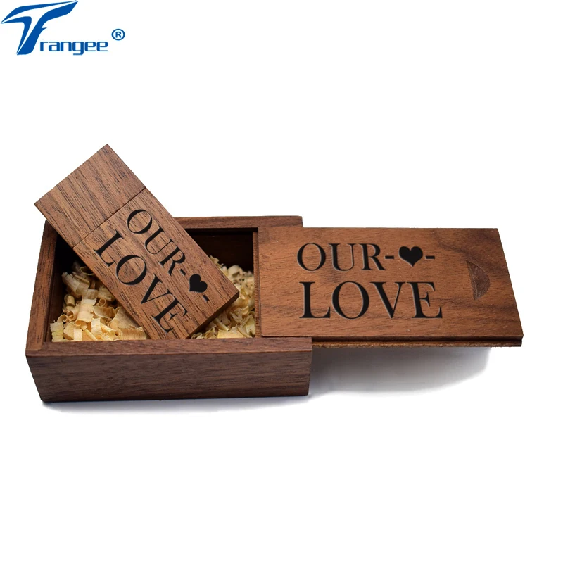 

Wooden USB Flash Drive with Gift Box 4GB 8GB 16GB 32GB USB 2.0 Flash Disk (5PCS Free Logo) Wedding Gifts Pendrive Pen Drive