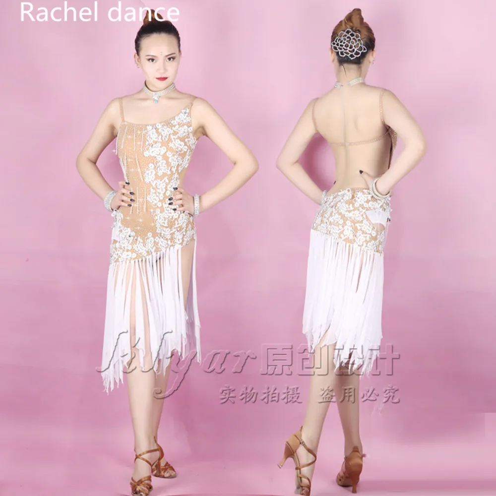 Профессиональный латинский танец платье для женщин Ropa Danza полиэстер Сальса Самба Танго танцевальный зал состязание костюм латинское платье для девочек