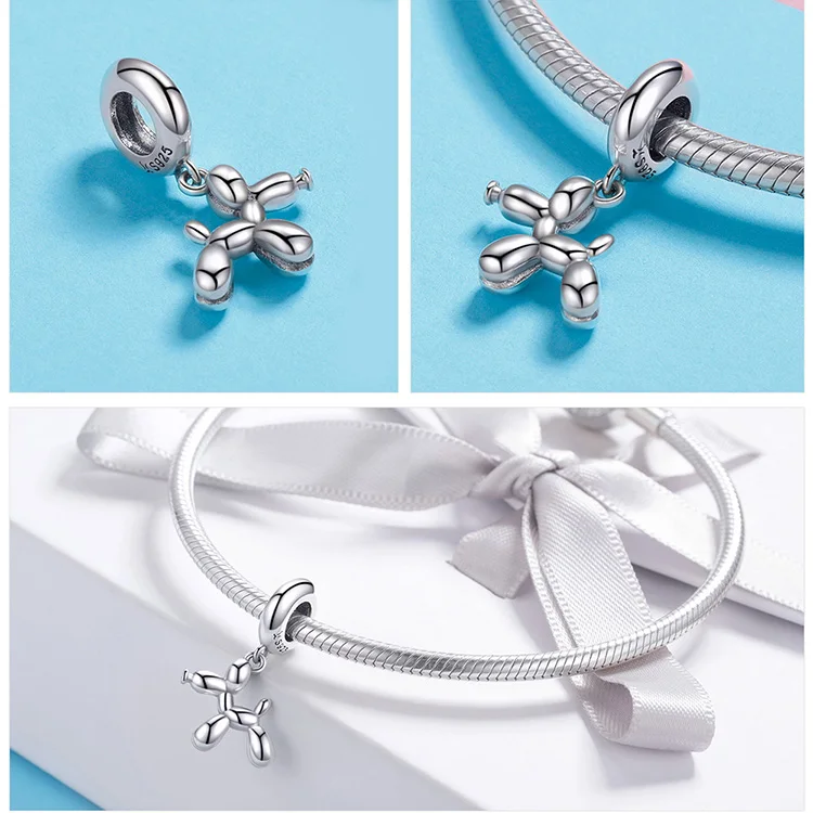 Fit Pandora Шарм браслет ожерелье воздушный шар собака кулон амулеты стерлингового серебра 925 для женщин ювелирные изделия подарок