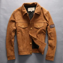 Мужская винтажная куртка из натуральной коровьей кожи