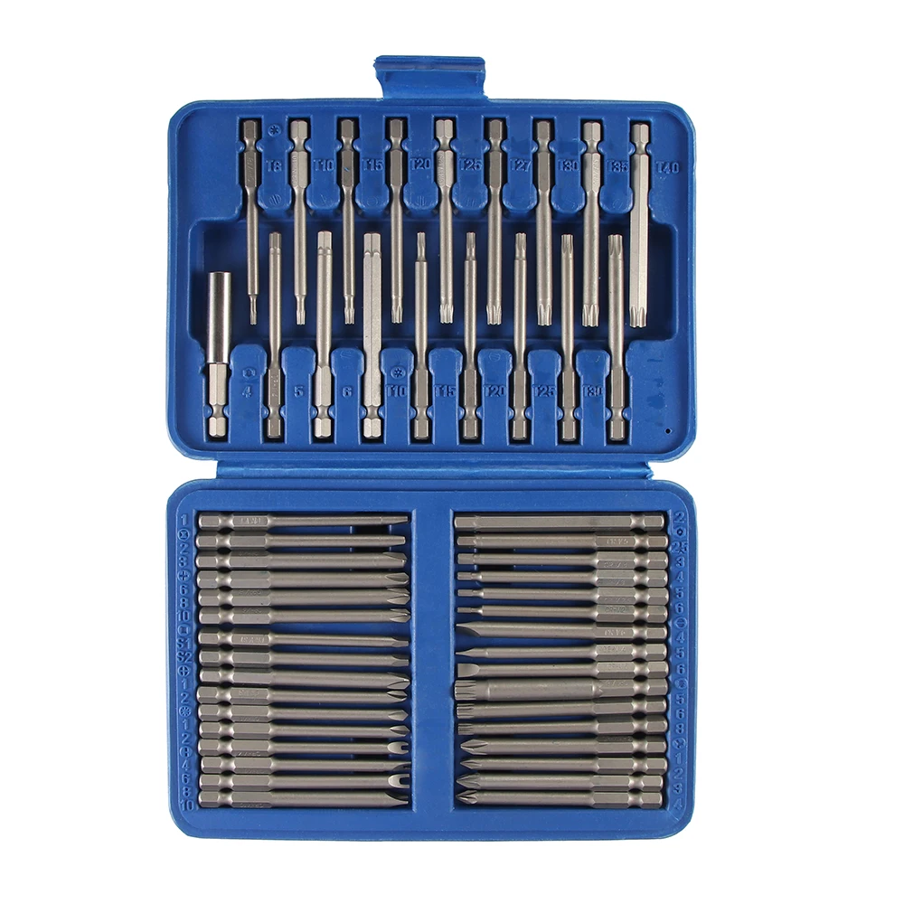 

50pcs Screwdriver Bit Set 3 Inch Extra Long Screwdriver Kit Hex Star Torq Spline Flat Screwdriver Tool Kit