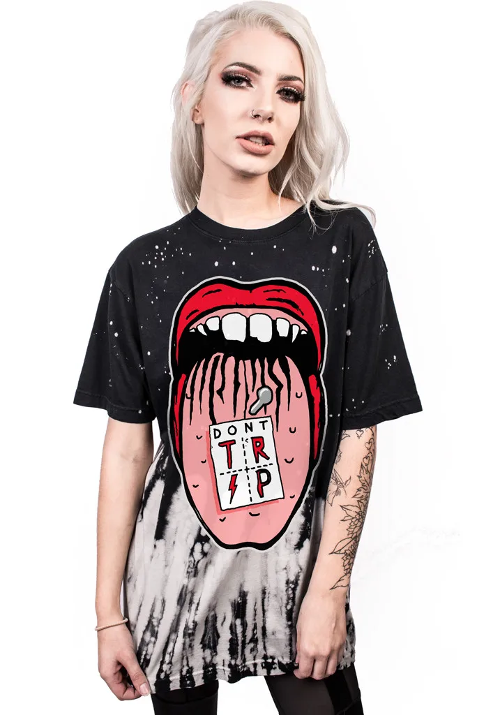 Nuevas mujeres más tamaño largo longitud Camisetas 3d impresión boca diseño o-cuello Punk t-shirt mujeres Harajuku Camisetas Tops Nuevas mujeres más tamaño largo longitud Camisetas 3d impresión boca diseño o-cuello Punk t-shirt mujeres Harajuku Camisetas Tops