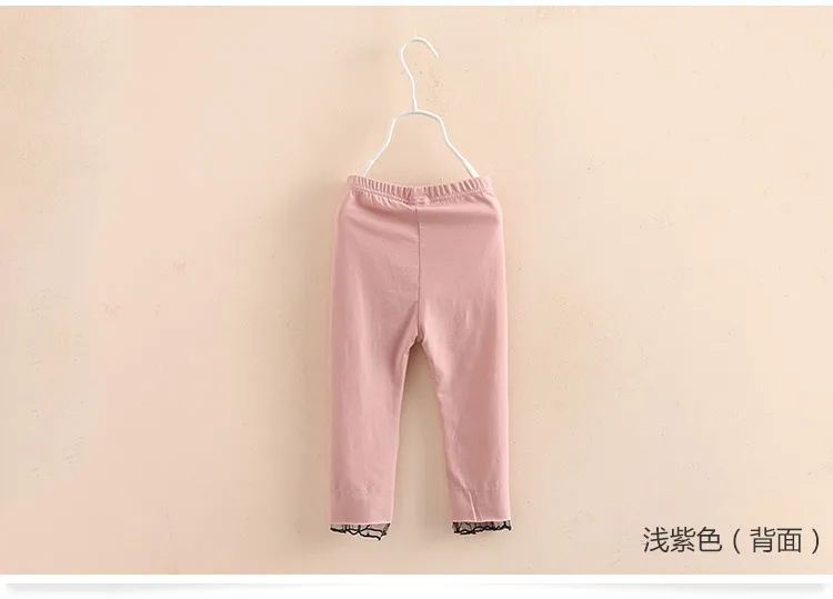 2018 Summer 2-10T Years Baby Kids Children Sport Cotton Candy Color Lace Patchwork Calf Length Capri Girls Short Leggings (4)