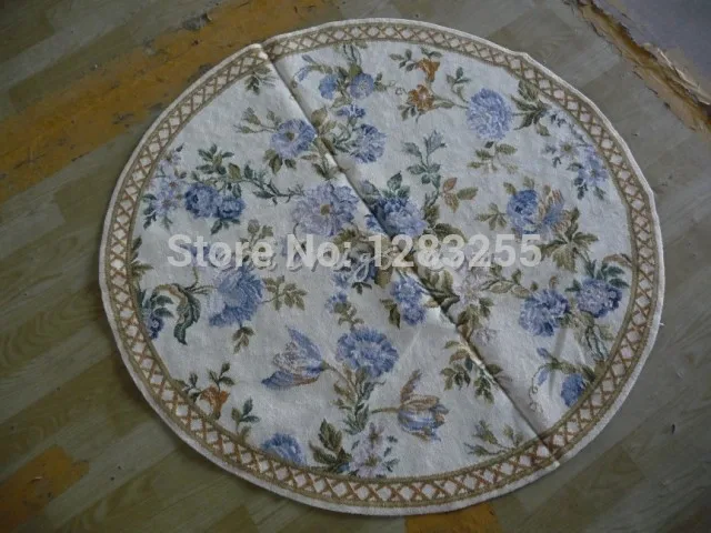 

Hand Stitched Needlepoint Throw Hand-stitched Wool Needle Point round Carpet Knitted New Listing Antique Wool Rug Carpet