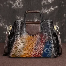 Женские сумки из натуральной воловьей кожи с ручками сверху, тисненая винтажная роскошная дизайнерская сумка из натуральной кожи, женская сумка-мессенджер на плечо