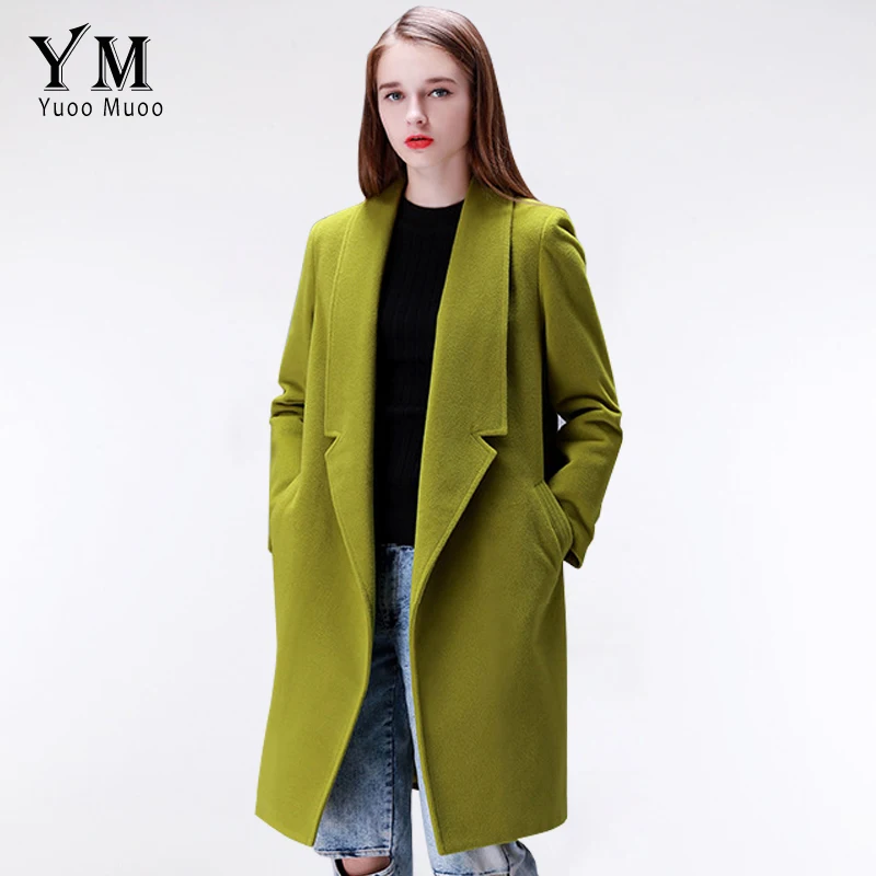 YuooMuoo Брендовое дизайнерское зимнее пальто женское теплое шерстяное пальто с хлопковой подкладкой длинное женское кашемировое пальто