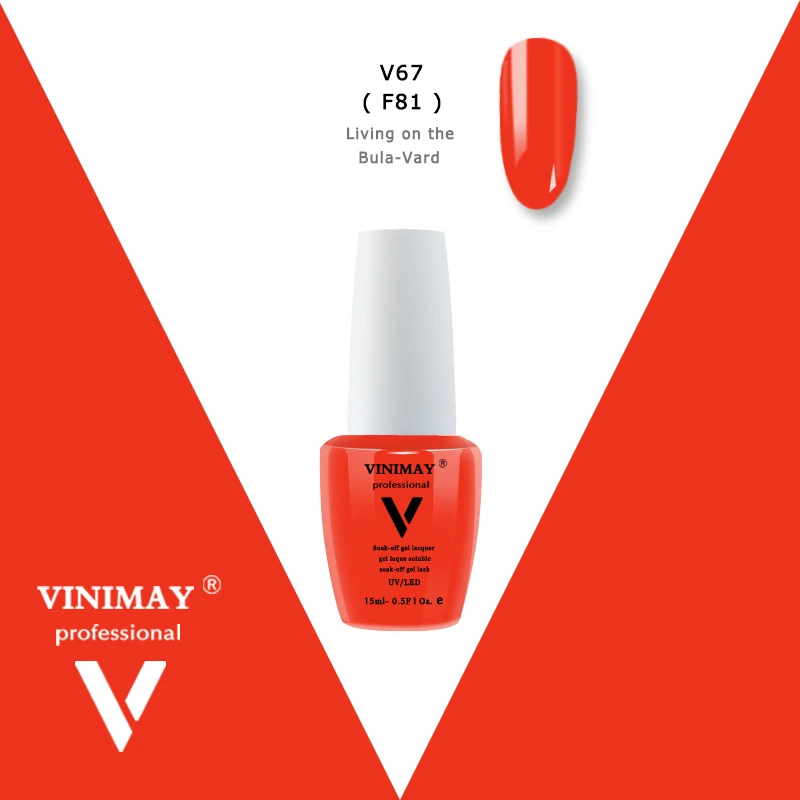 V67 VINIMAY, Новое поступление, гель лак, УФ-гель для ногтей, Гель-лак Vernis, гель Nagellak, Гель-лак для замачивания, Гель-лак, праймер для ногтей, 15 мл - Цвет: V67