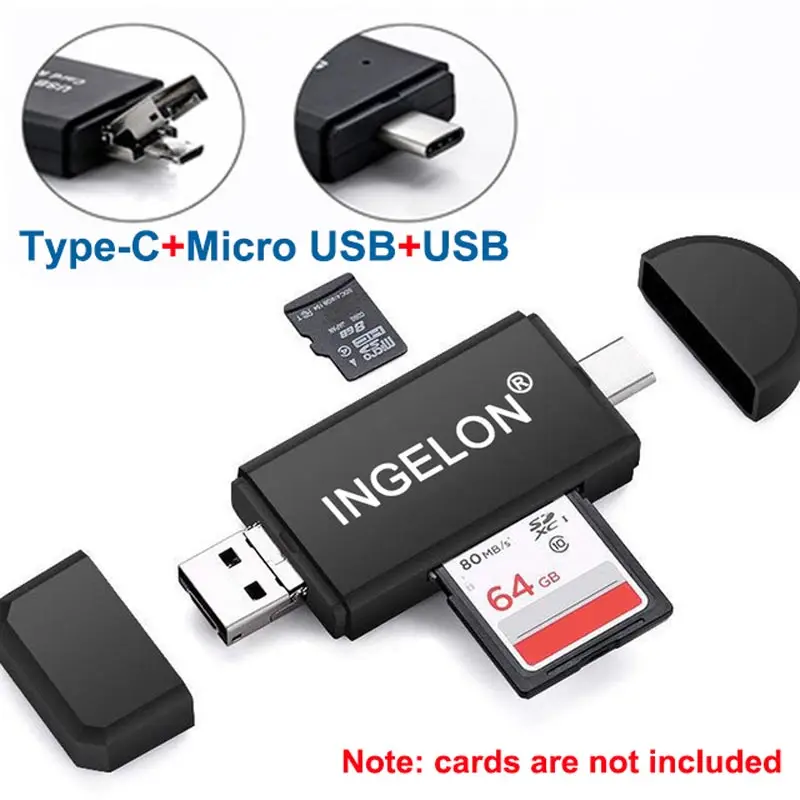 3 in 1 card reader type C и Micro USB и OTG адаптар кардридер для микро CD USB 2,0 TF SD для macbook Android компактный адаптер для флэш-карт адаптер для карт памяти картридер переходник адаптер - Цвет: R320-3in1 cardreader