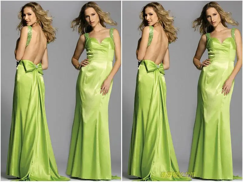 Вечерние платье с бантом бисер vestido de festa халат de soiree дизайн сексуальная спинки Зеленый Длинные свадебные платья
