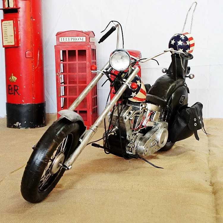

85 Cm Retro Iron American Cowboy Motorcycles Model Ornaments Vintage Metal Motorcycles Home Decor SMT111 Free Shipping