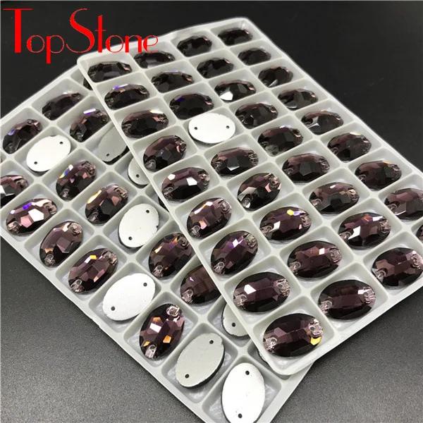 amethyst Topstone 11x16 мм Овальный пришить горный хрусталь Стекло Хрустальные Цвета Flatback пришить Камень для свадебного платья одежда - Цвет: amethyst