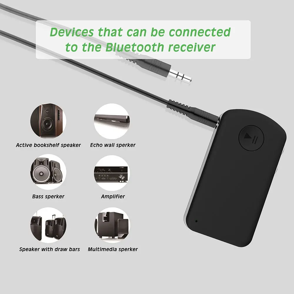 Bluetooth V4.2 Audio Receiver for Car stereo Wireless 3.5mm RCA Aux Adapter for HI-FI Music Streaming& Hands-free Phone Calling