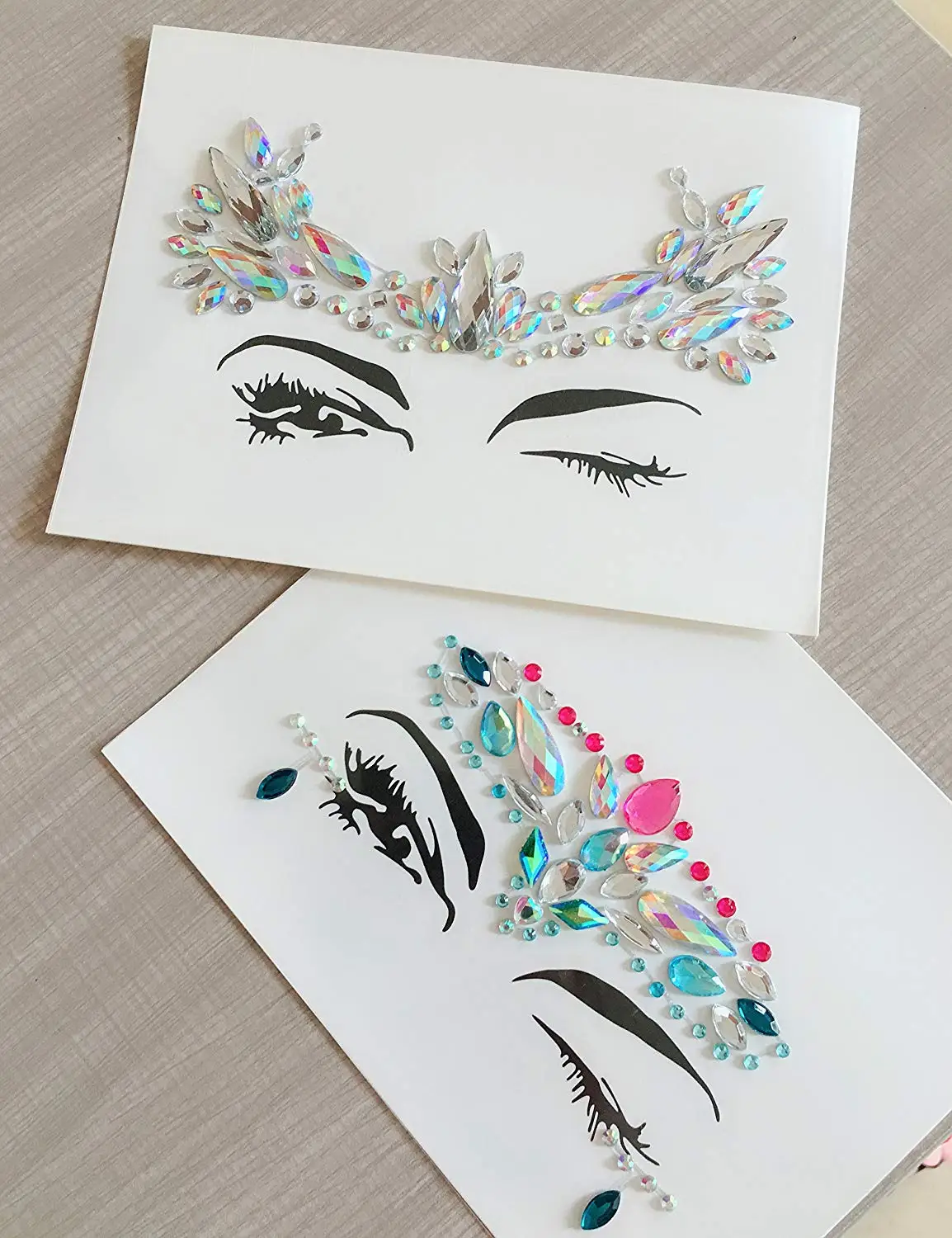METABLE 6 Sets Rhinestone Mermaid Face Jewels Tattoo- BODY STICKERS Crystal Tears Gem Stones Bindi Temporary Stickers