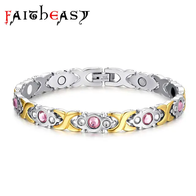 Faitheasy Stainless Steel Fashion Jewelry Magnet Charm Bracelet Faitheasy Stainless Steel Fashion Jewelry Magnet Charm Bracelet Silver Gold Color Magnetic Bangles For Women Accessories