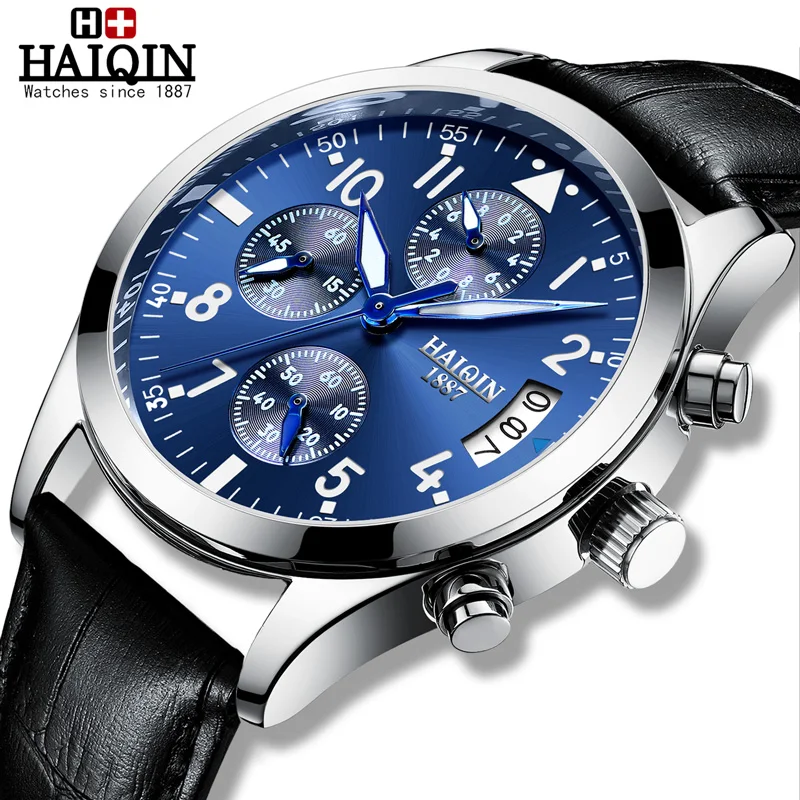 HAIQIN Reloj hombres спортивные мужские s часы лучший бренд класса люкс Мужские кварцевые наручные часы мужские водонепроницаемые relogio masculino новые