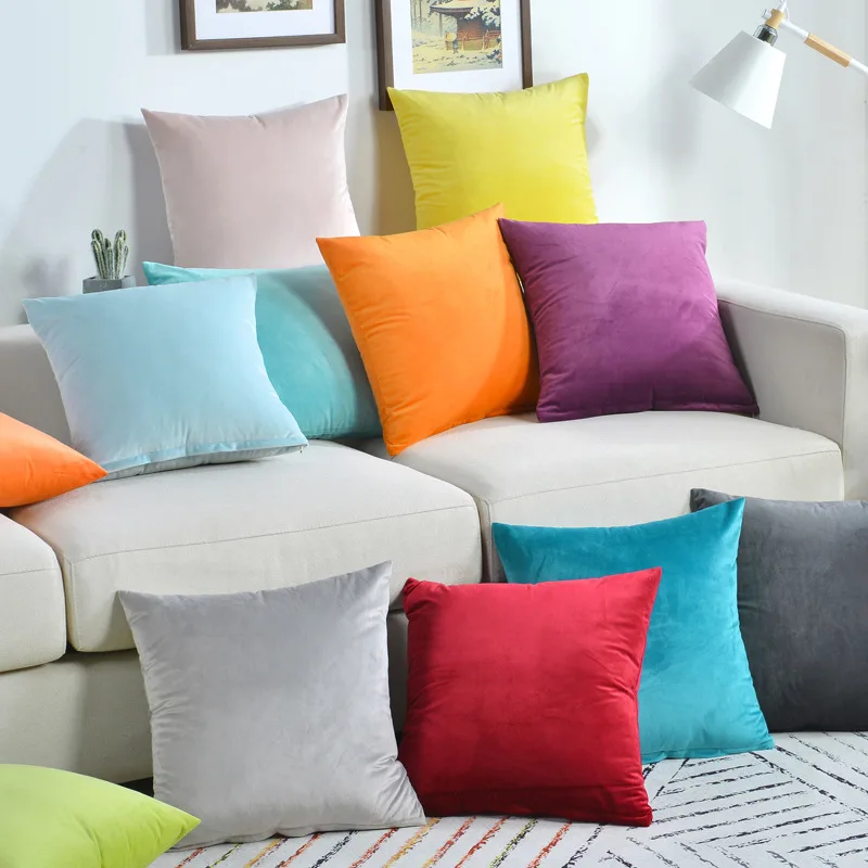 

Soft Square Sofa Cushion Cover Solid Color Throw Decor Pillow Case Decor Seating box Home Decorative Comfortable Pad 45cm
