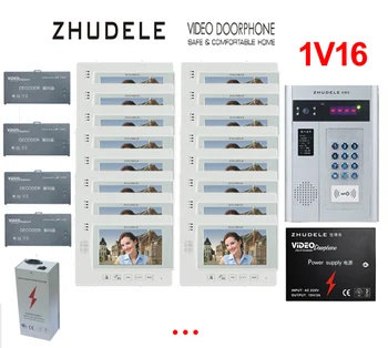 

ZHUDELE Building Home security intercom system 16 Units Apartment Video Door Phone Bell Intercom System 7" TFT monitor IN STOCK