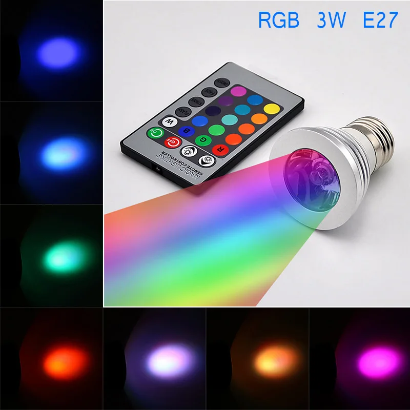 Holiday Lighting 3W E27 16 Color LED RGB Magic Spot Light Bulb Lamp
