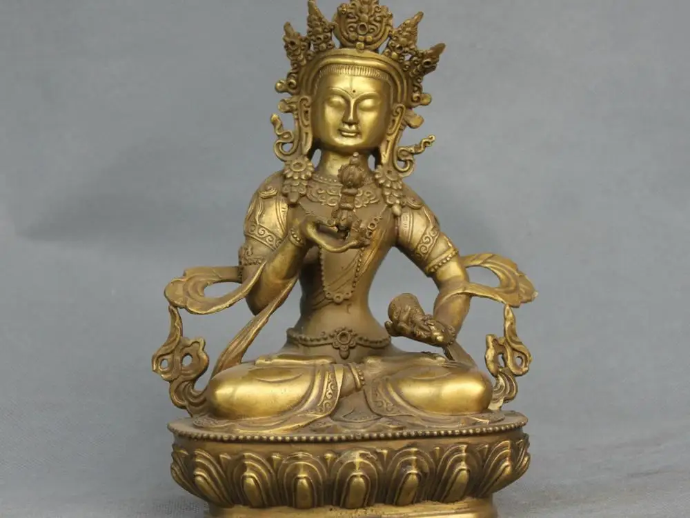 

9'' China Tibet Vajrasattva Buddha Vajra And Bell Bronze Statue