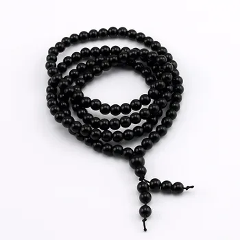 New Bright Black Onyx 108 Beads Buddha Bracelet Natural Stone Bangle Charm 6mm Beaded Bracelets For Men Women Jewelry
