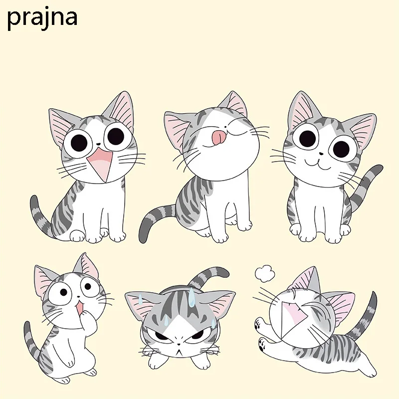 

Prajna Cartoon Cat Iron On Transfers For Clothes Cute Patches Thermal Heat Vinyl Transfer Sticker Applique Badge DIY Fabric