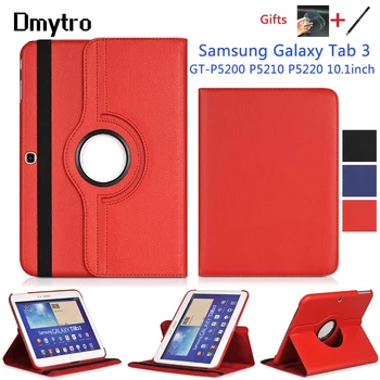 

For Samsung Galaxy Tab 3 10.1 inch P5200 P5220 P5210 Tablet 360 Rotating Stand Flip Smart PU Leather Cover Case Auto Sleep Wake