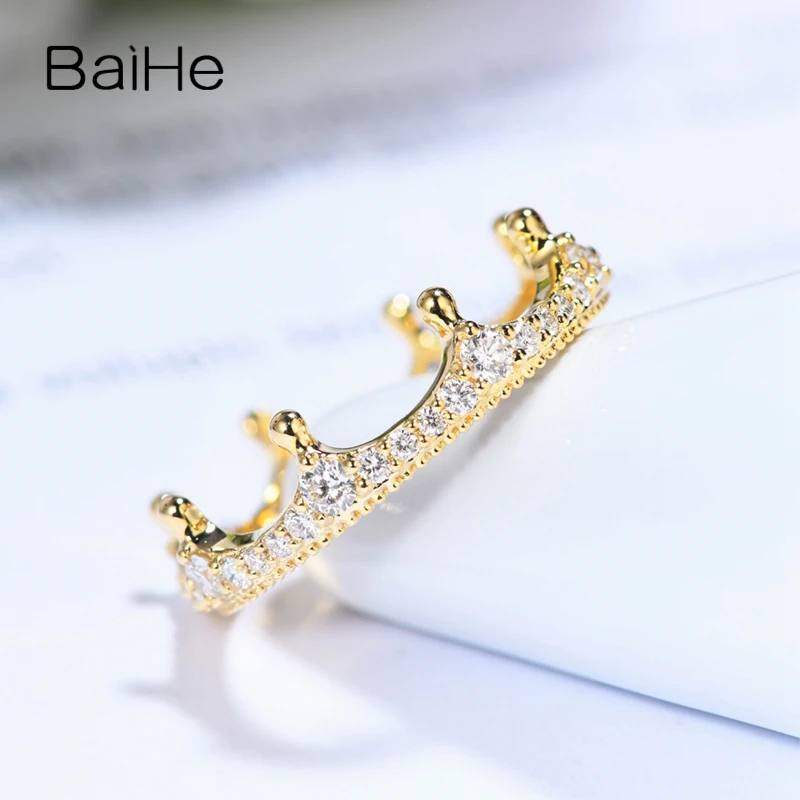 BAIHE Solid 14 K желтое золото(AU585) 0.55ct H/SI-SI3 натуральные Алмазы обручальные женские модные модное Драгоценное кольцо