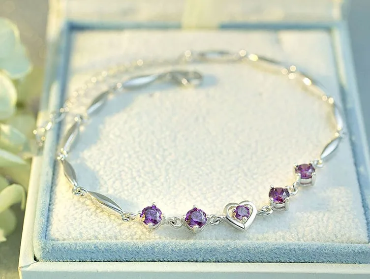 Серебряный браслет-цепочка серебро 925 розничная сердце браслет 925 стерлингов Для женщин ювелирные изделия