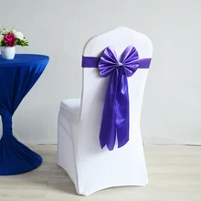 Фиолетовый цвет Председатель sash длинный хвост бабочка стиль свадьбы стул украшения роскошные кресла галстук-бабочка лайкра спандекс створки