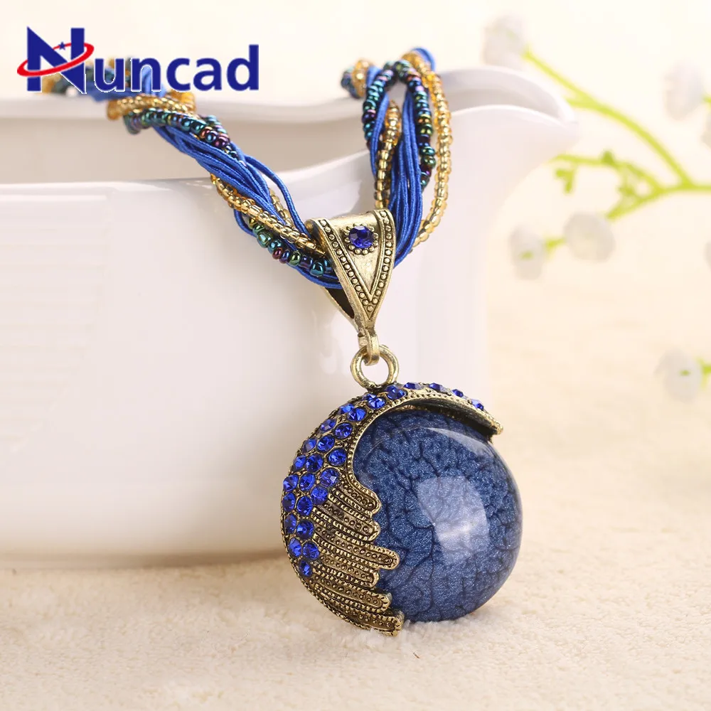 

2018 Woman Fashion Jewelry Accessories Multi Color Bohemia Necklace Retro Alloy Blue Red Handmade Necklace Female Party Gift