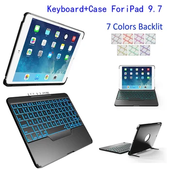 

Detachable Protective Hard Shell Case with Stand 7 Colors Back-lit Wireless Bluetooth Keyboard Cover for 2017/2018 New iPad 9.7