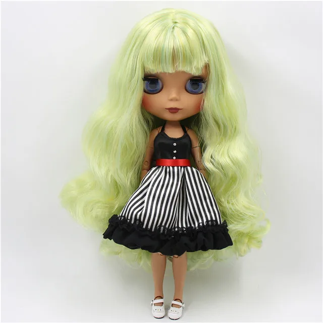 Фабрика blyth кукла 1/6 bjd Темный кожный шарнир тела вьющиеся оранжевые прическа с челкой BL0145 30 см - Цвет: doll suit shoes