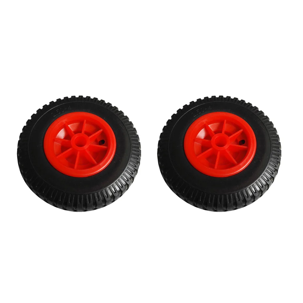 1 Pair of 8'' 0.76'' Durable Puncture Proof Rubber Tire on Red Wheel for Kayak Trolley Cart Boat Trailer Maximum Load 150kg