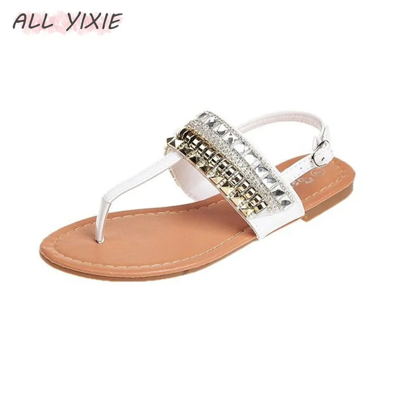

ALL YIXE 2019 Summer New Women's Shoes Sandals Casual Comfortable Flat Women's Shoes Bohemian Beaded Large Size Beach Sandals