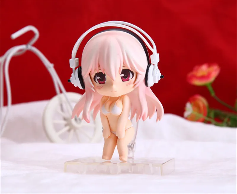 Anime Super Sonico Heandphone in Bikini Sexy Action Figure Toys Maid Sonic Cosplay Figuras Dolls Gift Q Ver. 2pcslot 8cm  (2)