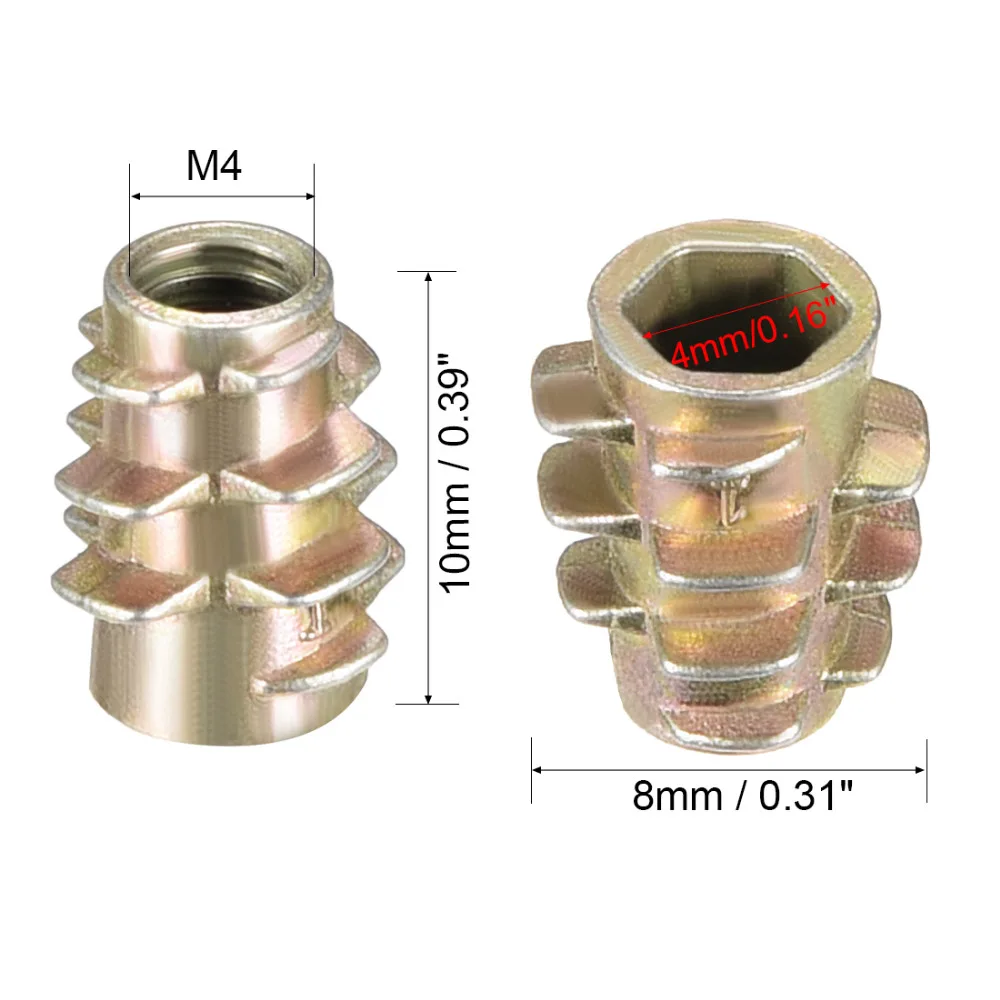 Uxcell Лидер продаж 20 шт./лот M4 M5 M6 резьбовые вставные гайки шестигранные цинковые мебельные гайки бронзовый тон