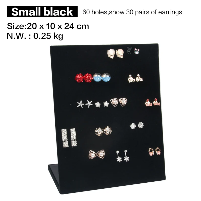 30 пар сережек стенд держатель L Форма Бархат Стад стойки для показа сережек булавка уха кольцо ювелирные изделия стойка-держатель для хранения - Цвет: Small Black