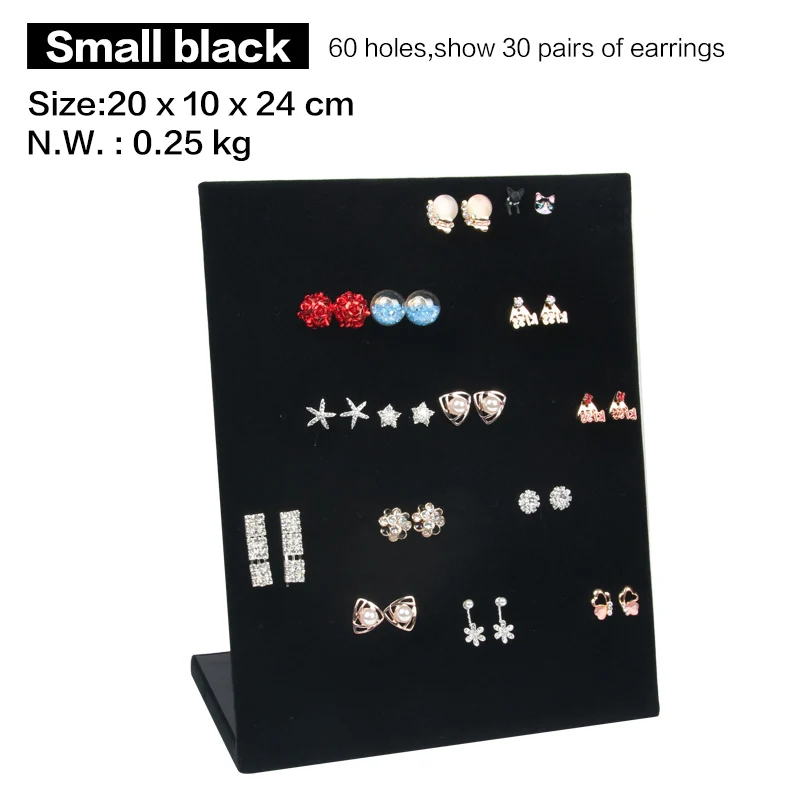Small Black 30 пар сережек стенд держатель L Форма Бархат Стад стойки для показа сережек булавка уха кольцо ювелирные изделия стойка-держатель для хранения - Цвет: Small Black