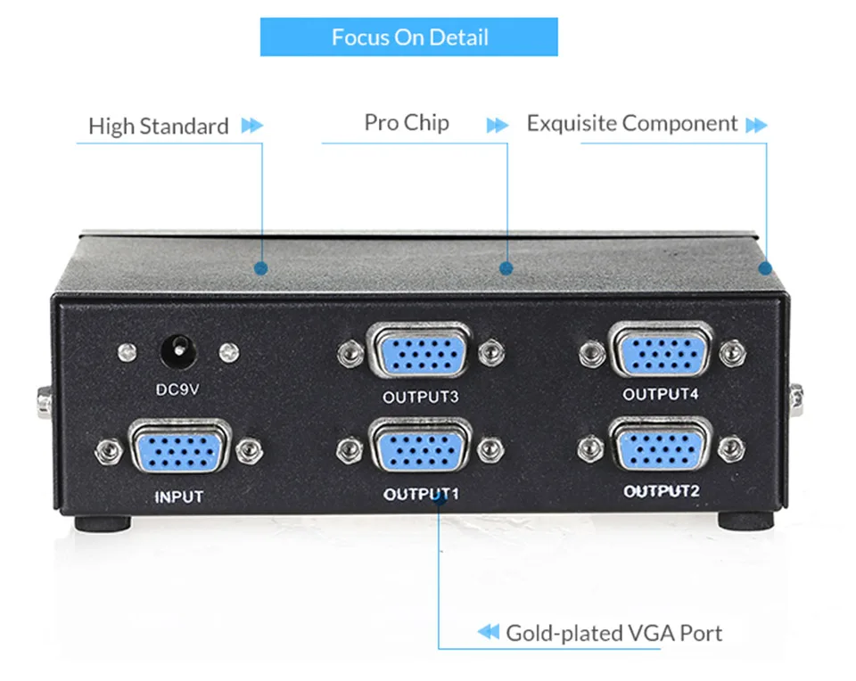 Unnlink VGA Splitter 1X4 FHD1080P @ 60Hz 1 Вход 4 Выход 1*4 VGA сплиттеры для компьютер ноутбук ПК проектор монитор HDTV