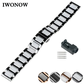 

Ceramic Watch Band 22mm for Asus ZenWatch 1 2 Men WI500Q WI501Q Butterfly Buckle Strap Wrist Belt Bracelet + Spring Bar + Tool