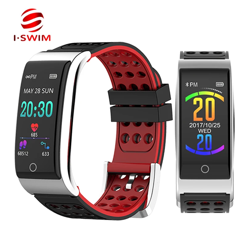 

I-SWIM E08 Smart Bracelet Fitness Tracker Heart Rate Monitor ECG/PPG Blood Pressure Waterproof Smart watch for IOS Android Phone