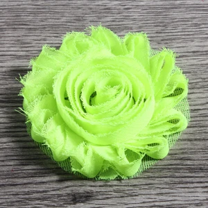 30 шт./лот 2," 15 цветов модные шикарные потрепанные шифоновые цветы для детей аксессуары для волос 3D потертые тканевые цветы для головной повязки - Цвет: Lime