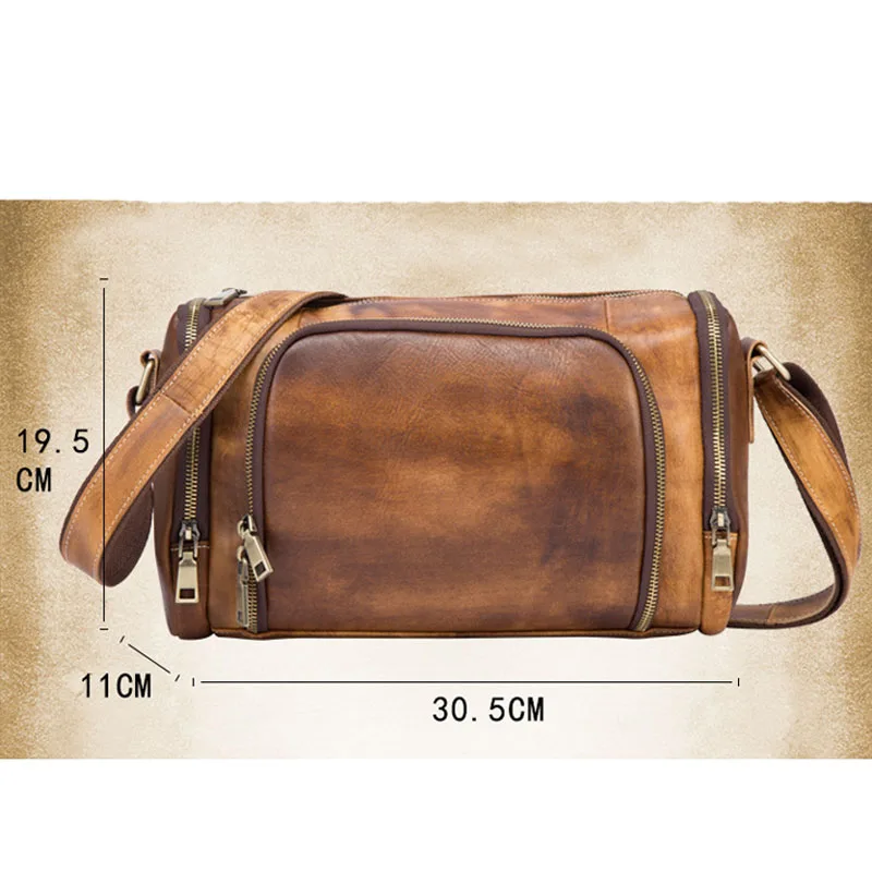 AETOO новая кожаная мужская сумка на плечо в стиле ретро, мужская сумка, верхний слой, кожаная цилиндрическая сумка, сумка-мессенджер
