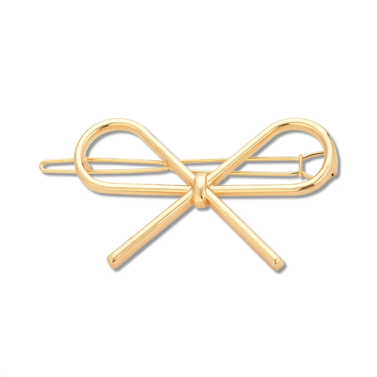 

Cut Gold Alloy Hair Clip Special Design And Unique Style Girl Heart Bowknot One Word Clip Metal Alloy Top Clip Hairpin