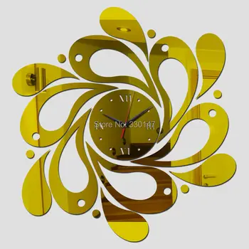 

Mirror 3D Watch Spiral Wave Shape Acrylic Mirrored Decorative Wall Clock Mural Modern Home Decor Wholesale 66x63cm