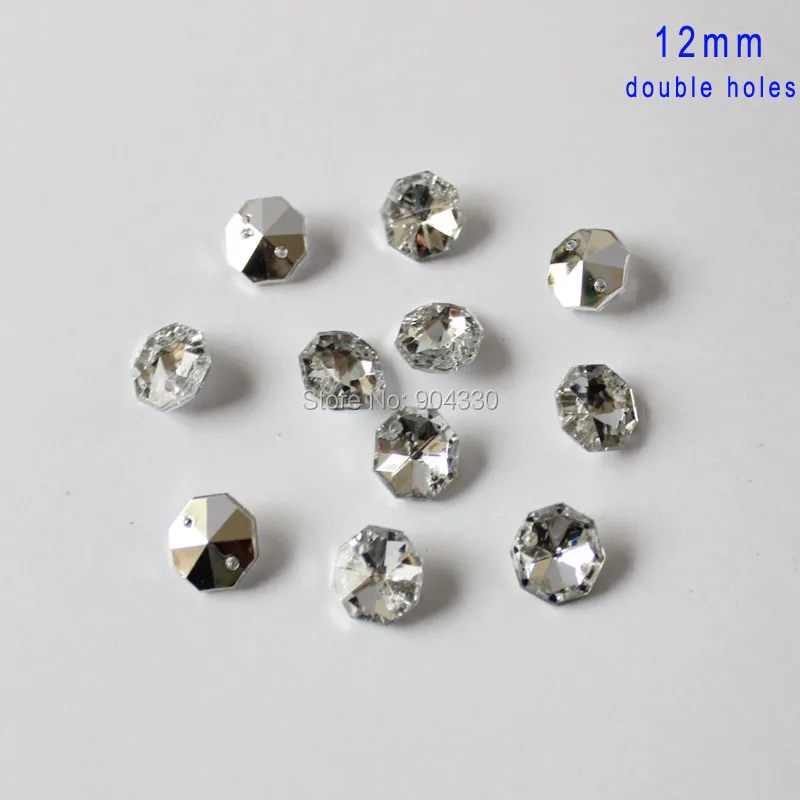 

Free Shipping 200pcs Clear 12mm Octangle Double Holes Pointed Back Acrylic Diamond Apparel Sewing Buttons Crafts DIY Rhinestone